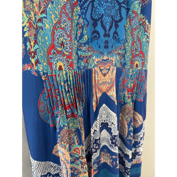 Ranna Gill Anthropologie Jewel Embellished Pleated Boteh Maxi Dress Multi Size 8 - Picture 12 of 15